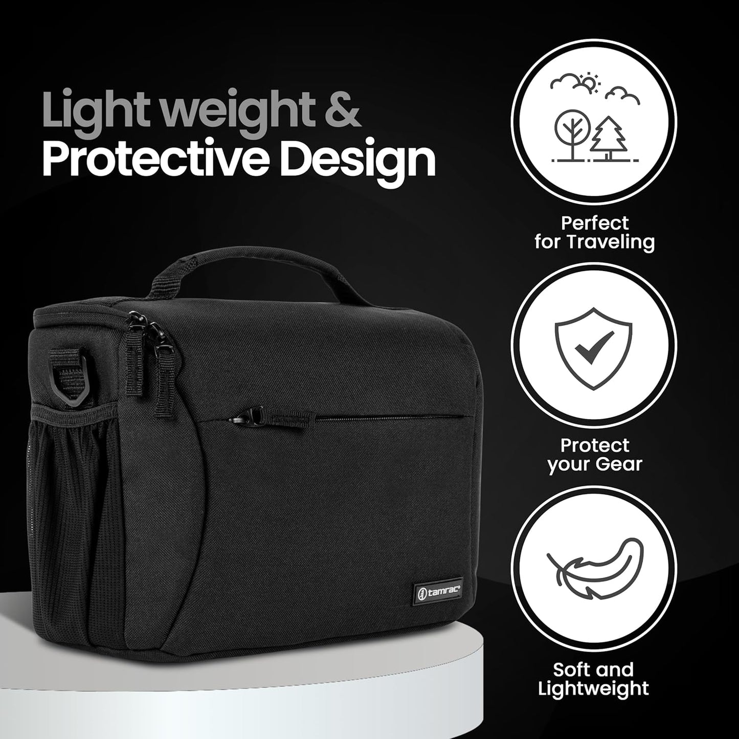 Tamrac Jazz 50 v2.0 Camera Bag for Photographers, Camera Case for Photography Accessories, Shoulder Bag for DSLR and Mirrorless Cameras, Crossbody Camera Bag, Travel Camera Carrying Case – Black