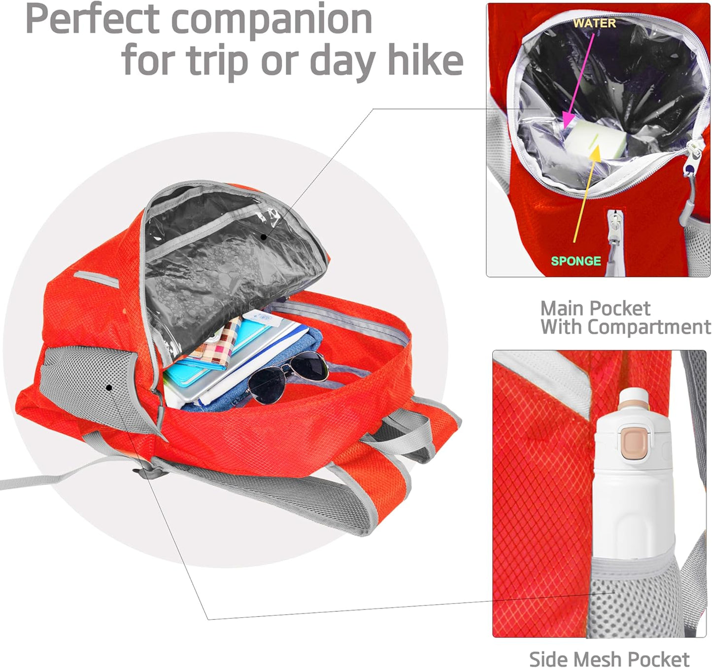 35L Foldable Waterproof Backpack For Outdoor Sports Travel Inside Wet Clothes Compartment Packable For Multiple