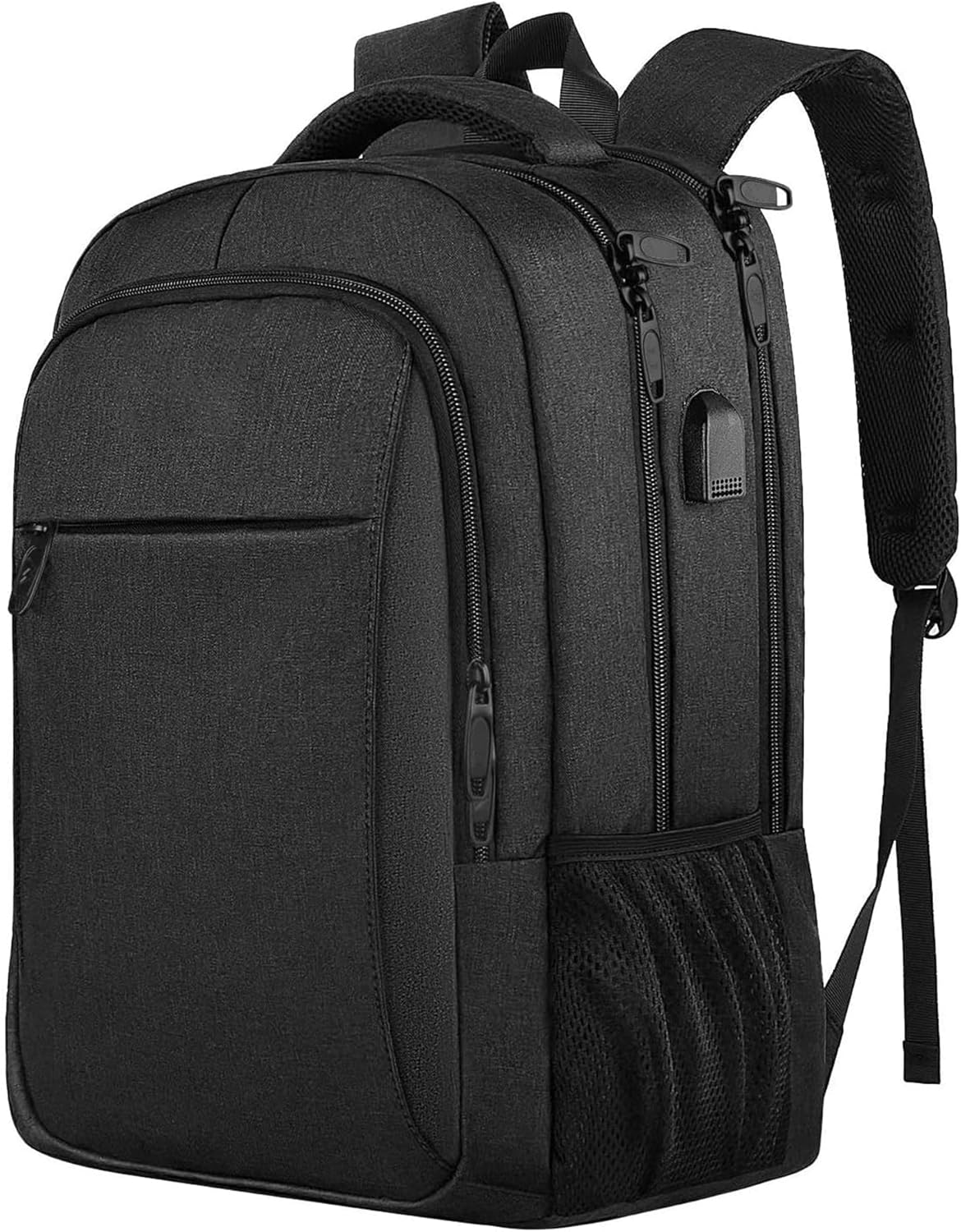 Large Travel Laptop Backpack, Business Anti Theft Slim Sturdy 18 Inch Laptops Bag with USB Charging Port, Waterproof College Computer Bag Gift for Men & Women Fits 18 Inch Notebook, Black