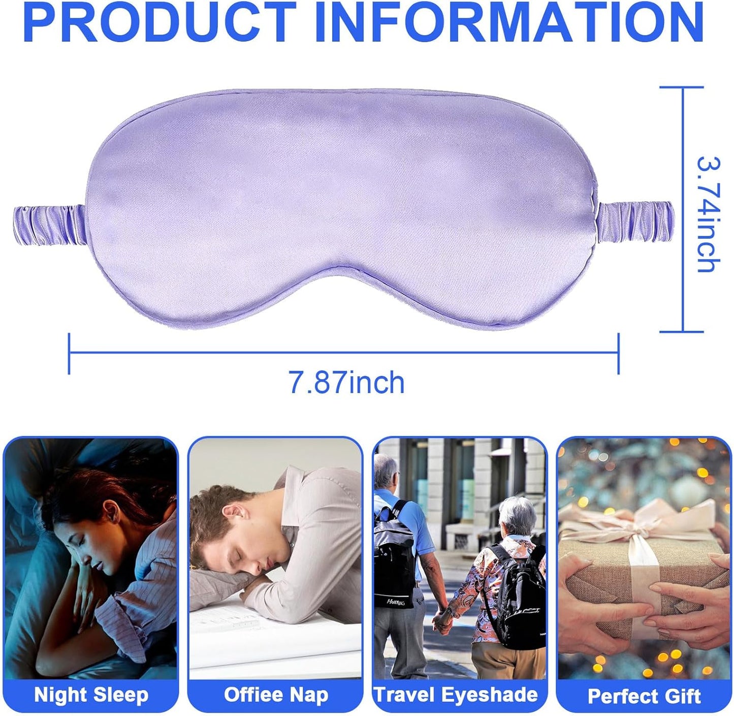 2Pack Silk Sleep Mask,IEKEODI Eye Mask for Sleeping,Elastic Blackout Eye Mask & Blindfold for Full Night's Sleep,Travel and Nap(Purple)