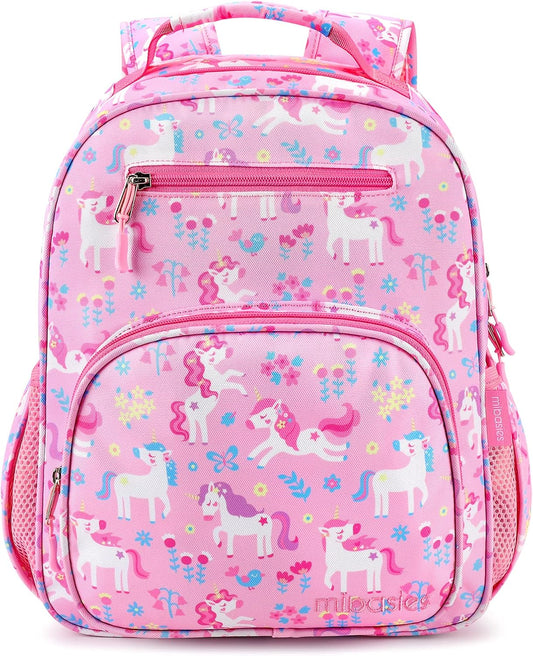mibasies Girls Backpack 5-8: Lightweight Kids Backpacks for Girls - Girl Bookbag for Elementary School - Flower Unicorn