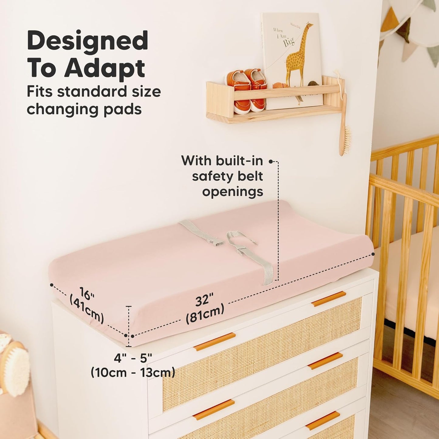 2-Pack Organic Changing Pad Covers for Girl, Boy, Neutral - 100% Cotton Changing Table Pad Cover, Soft Baby Nursery Diaper Changing Pad Sheets, Contour Changing Pads Liners, Change Pad Cover (Cameo)