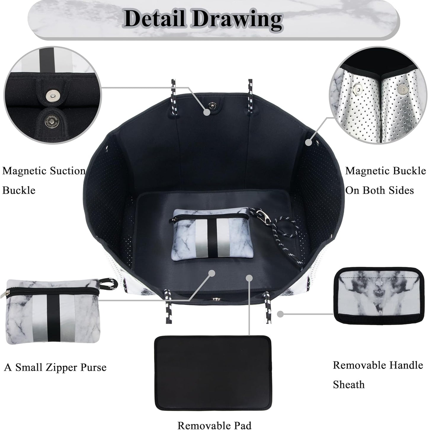 QOGiR Neoprene Multipurpose Beach Bag Tote with Inner Zipper Pocket … … … …