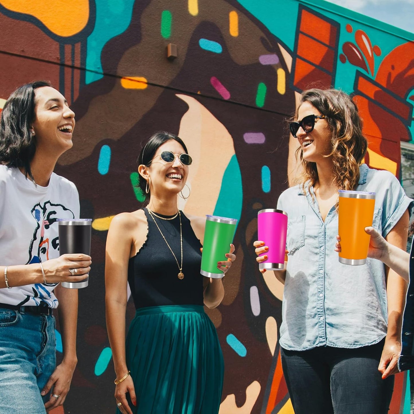 20 oz Tumbler Coffee Tavel Tumblers Bulk with Lid Stainless Steel Double Wall Vacuum Insulated Mug Powder Coated Cups fit Car Cupholder for Hot and Cold - Green, 12Pack