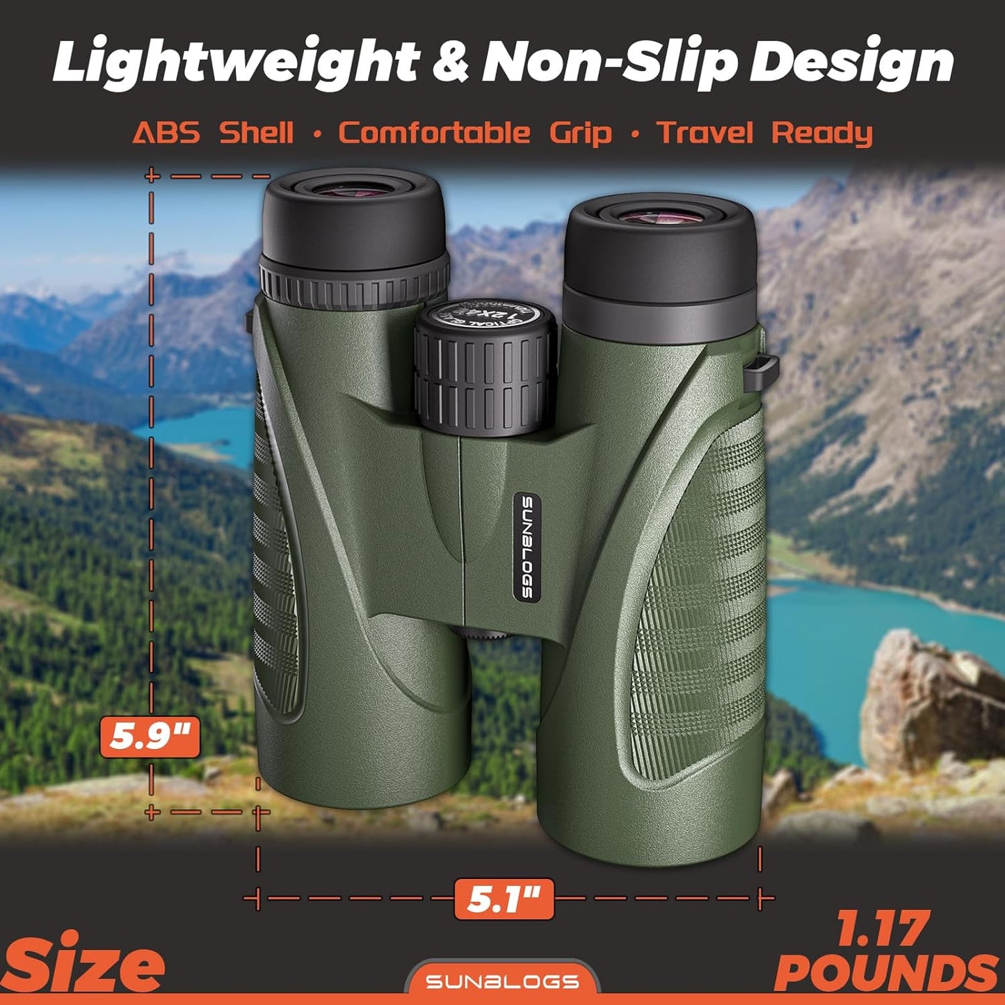 12x42 HD Binoculars for Adults,Super Bright BAK4 Prism High Powered Waterproof Binoculars with Low Light Vision for Bird Watching Outdoor Hunting Travel Hiking Sports Stargazing Cruise (Green)