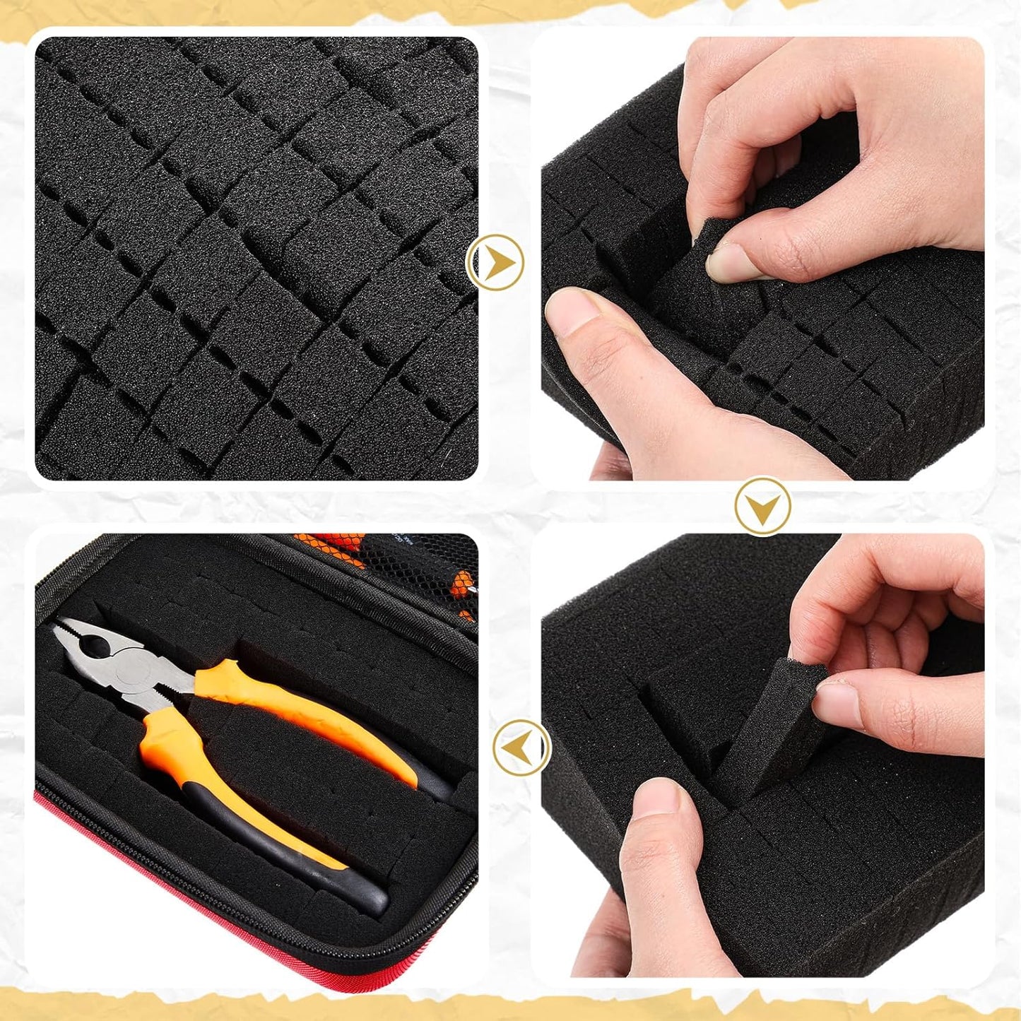 EVA Hard Case with Customizable Foam Protective EVA Carrying Case Shockproof Outdoor for Camera, Digital Products, Electronic Instruments with Knife(Red,7.1 x 4.7 x 3.1 Inch)