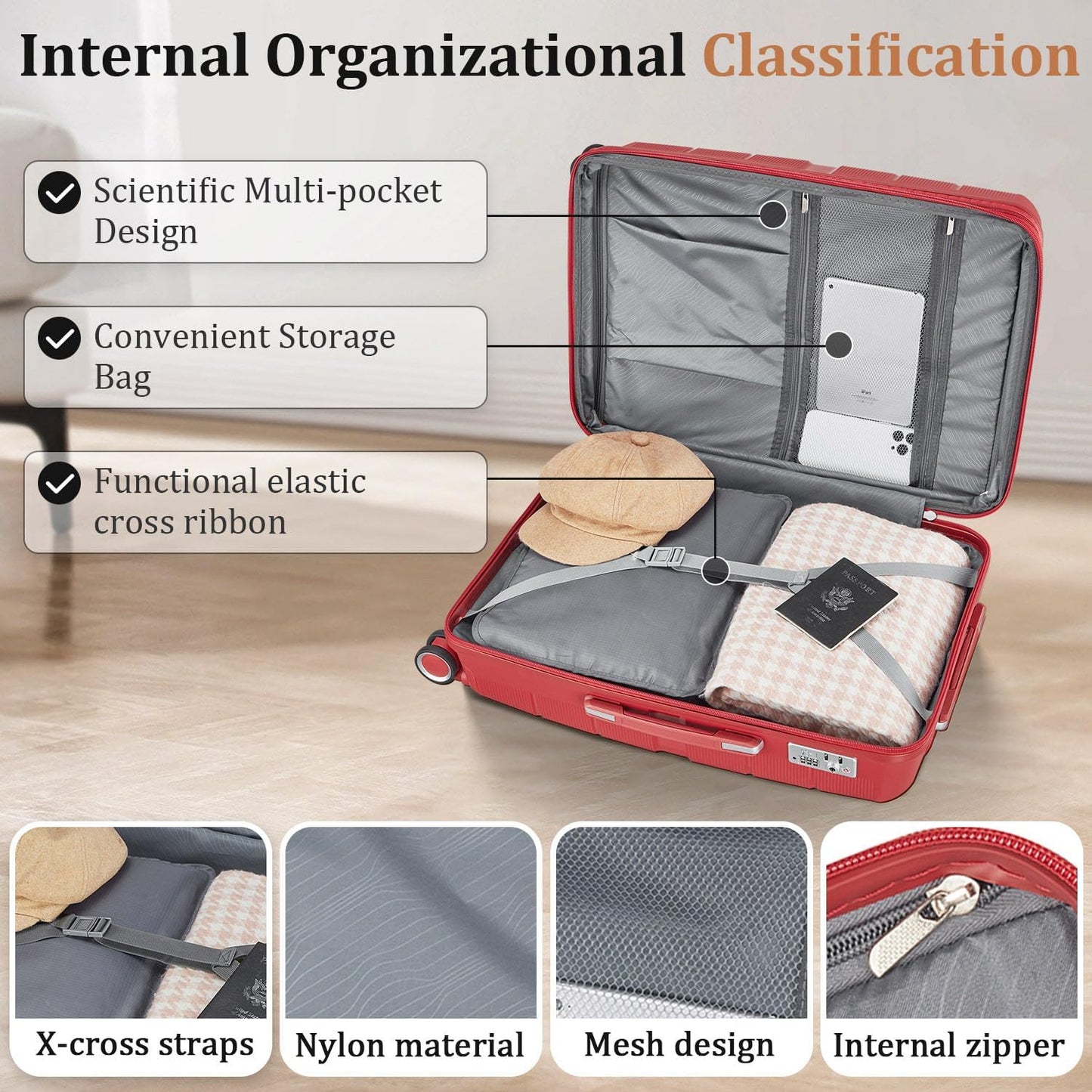 4-Piece Hardshell Luggage Set with TSA Locks, Expandable Suitcases and Silent Spinner Wheels - Vibrant Colors for Easy Identification (14/20/24/28 Inch) - Family Travel Suitcase Sets