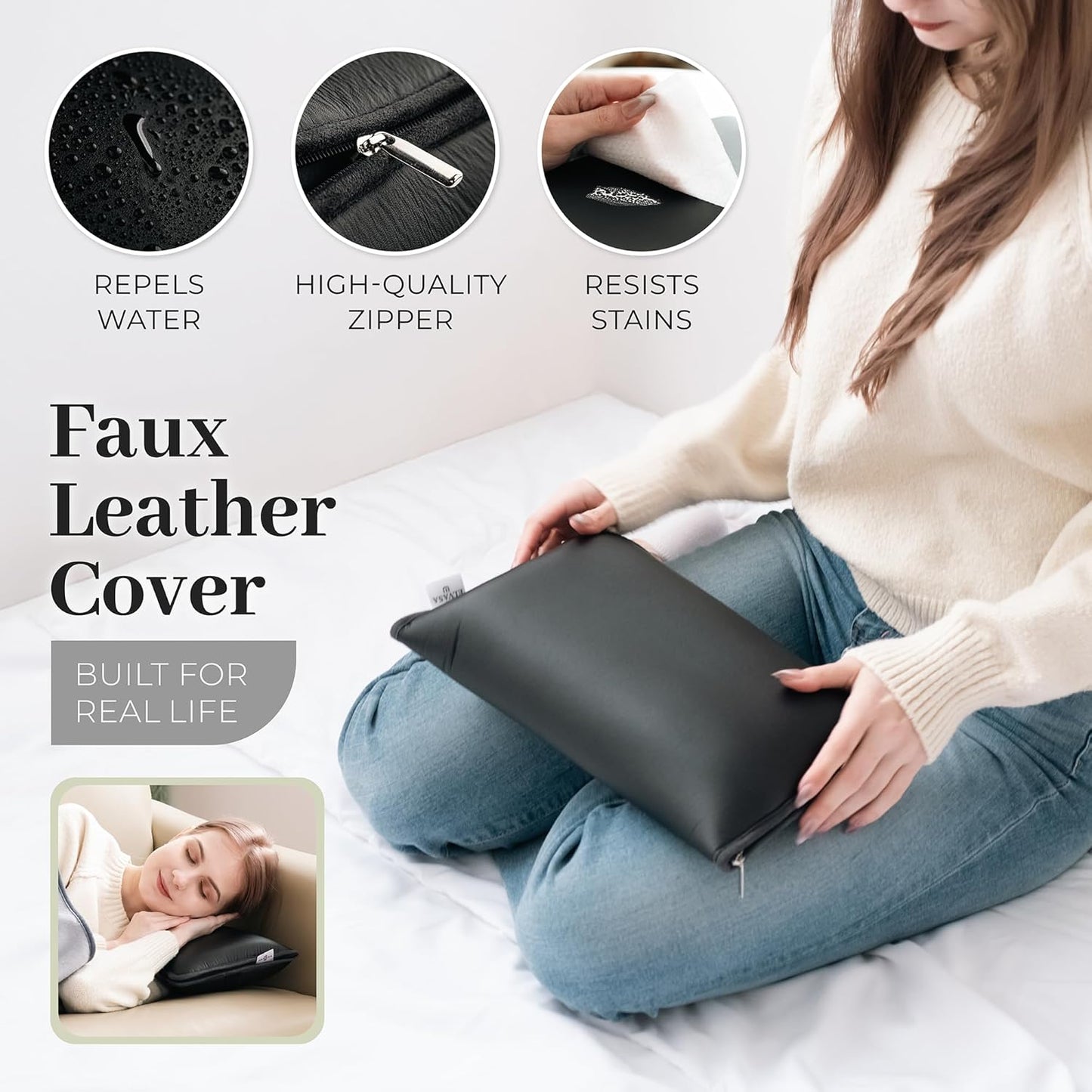 Elvasa Travel Blanket and Pillow Set – Compact Lightweight Throw for Train, Car – Small, Portable Fleece – Long Flight Must Haves – Airplane Comfort Kit – Multi-Use Quillow for Travel (Black)