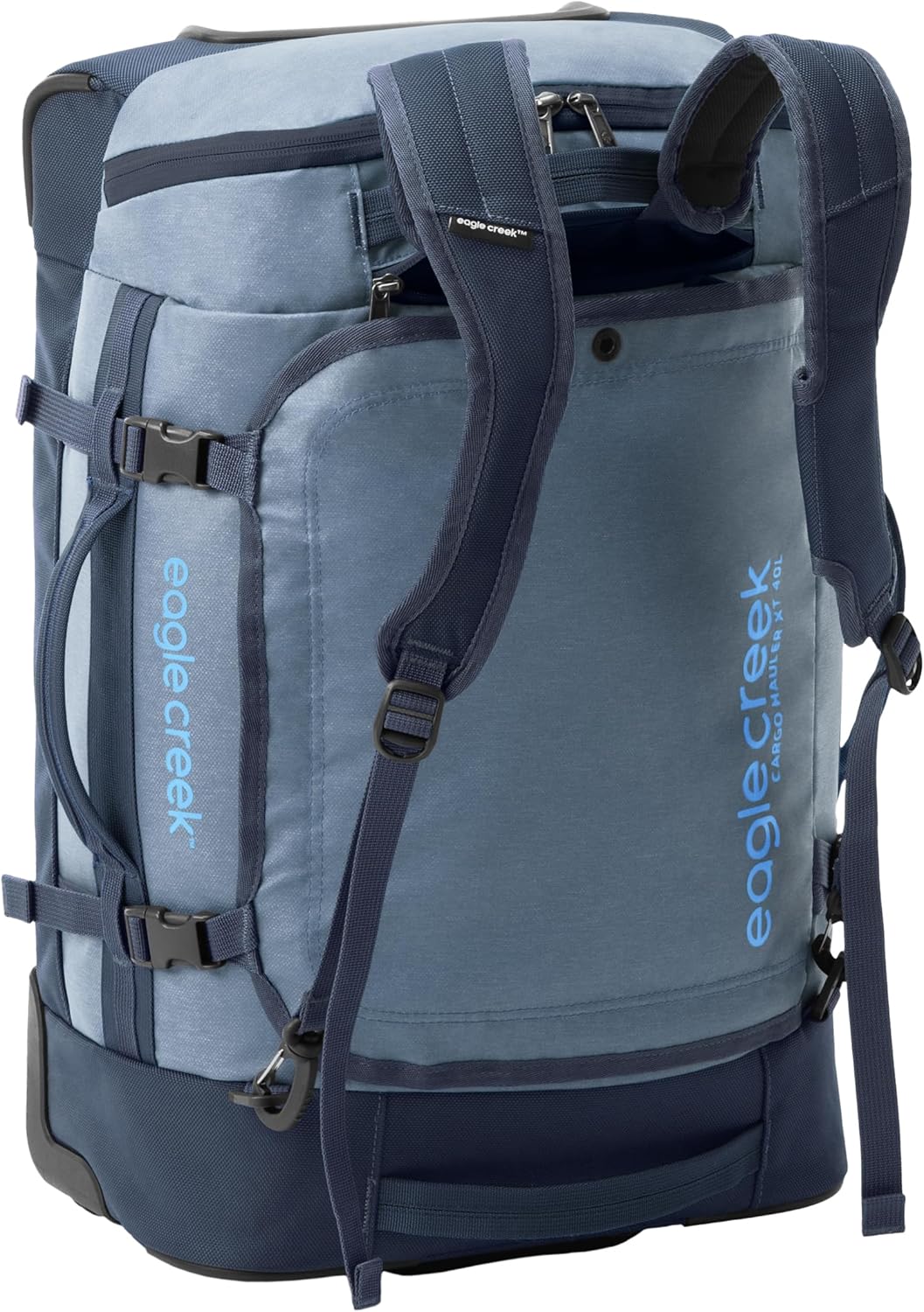 Eagle Creek Cargo Hauler XT Wheeled Duffel - Wheeled Backpack Duffel - Deployable Backpack Straps - Lockable U-Lid & Easy Access Compartment - Glacier Blue