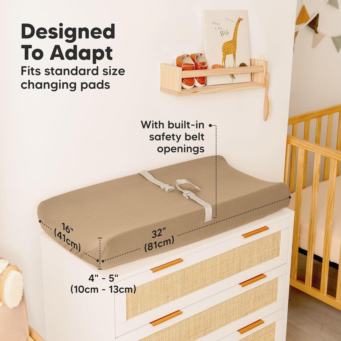 2-Pack Baby Changing Pad Covers for Girl, Boy, Neutral - Soft Viscose Derived from Bamboo Changing Table Pad Cover Sheets, Baby Nursery Diaper Changing Pad Cover, Contour Changing Pad Liner (Pecan)