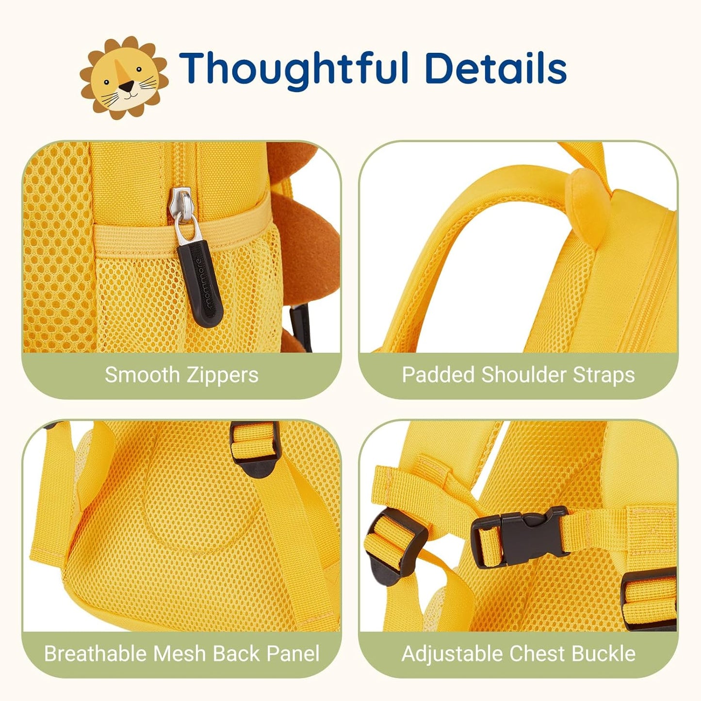 mommore Toddler Backpack for Girls Boys 2-4, 3D Cartoon Mini Kids Travel Bag, Small Baby Backpack with Toddler Leash, Chest Buckle, Water-Resistant Pre-K Schoolbag, Bee