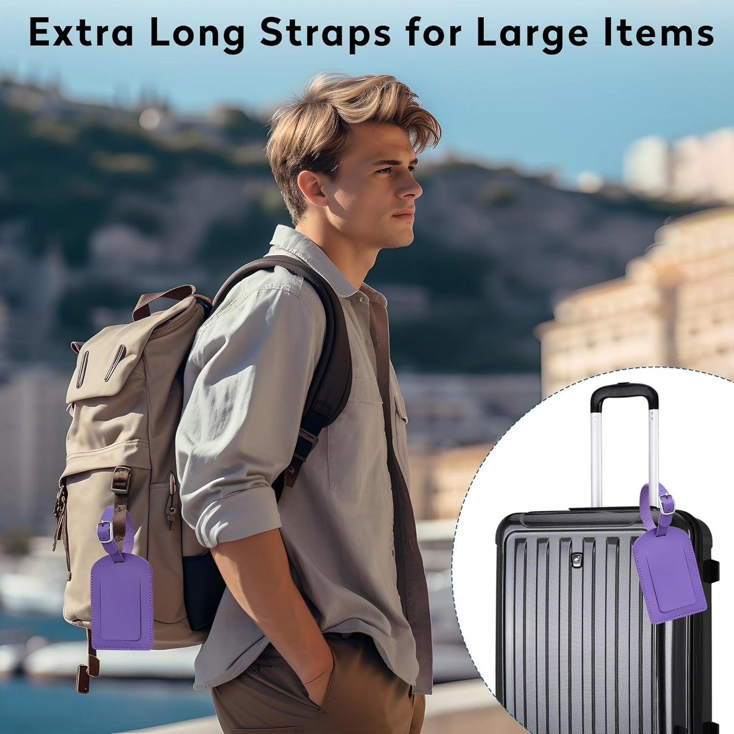 Luggage Tags for Suitcase Travel Bag Labels Privacy Protection Luggage Tag for Baggage PVC Baggage ID Label Tags Yellow+Purple