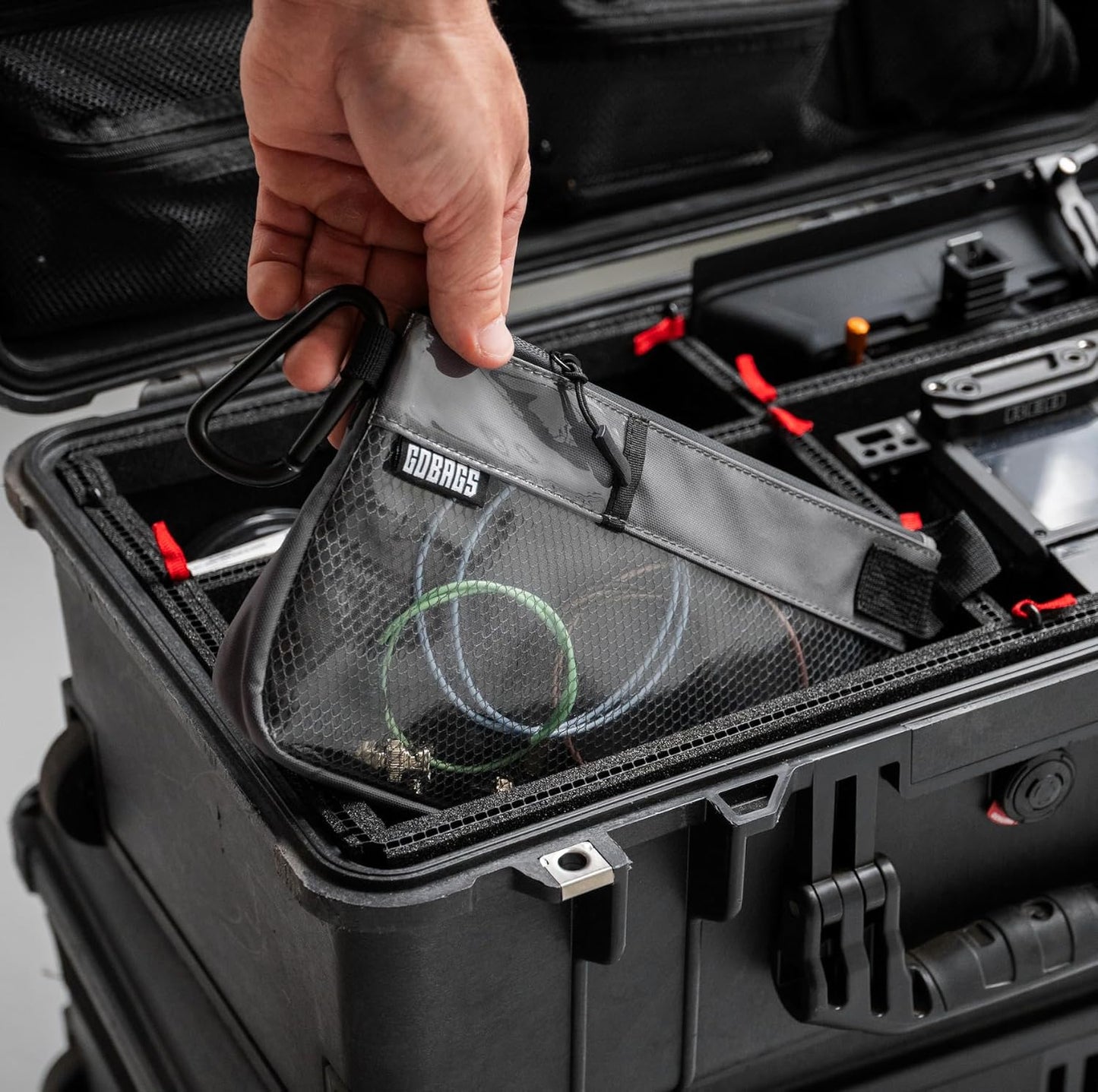 GOBAGS Production Zipper Bags - Electronics & Camera Accessories Bag - Cable organizer, Gear Accessory Pouch, Travel Camera Essentials (Small, Gray, 2 pack)