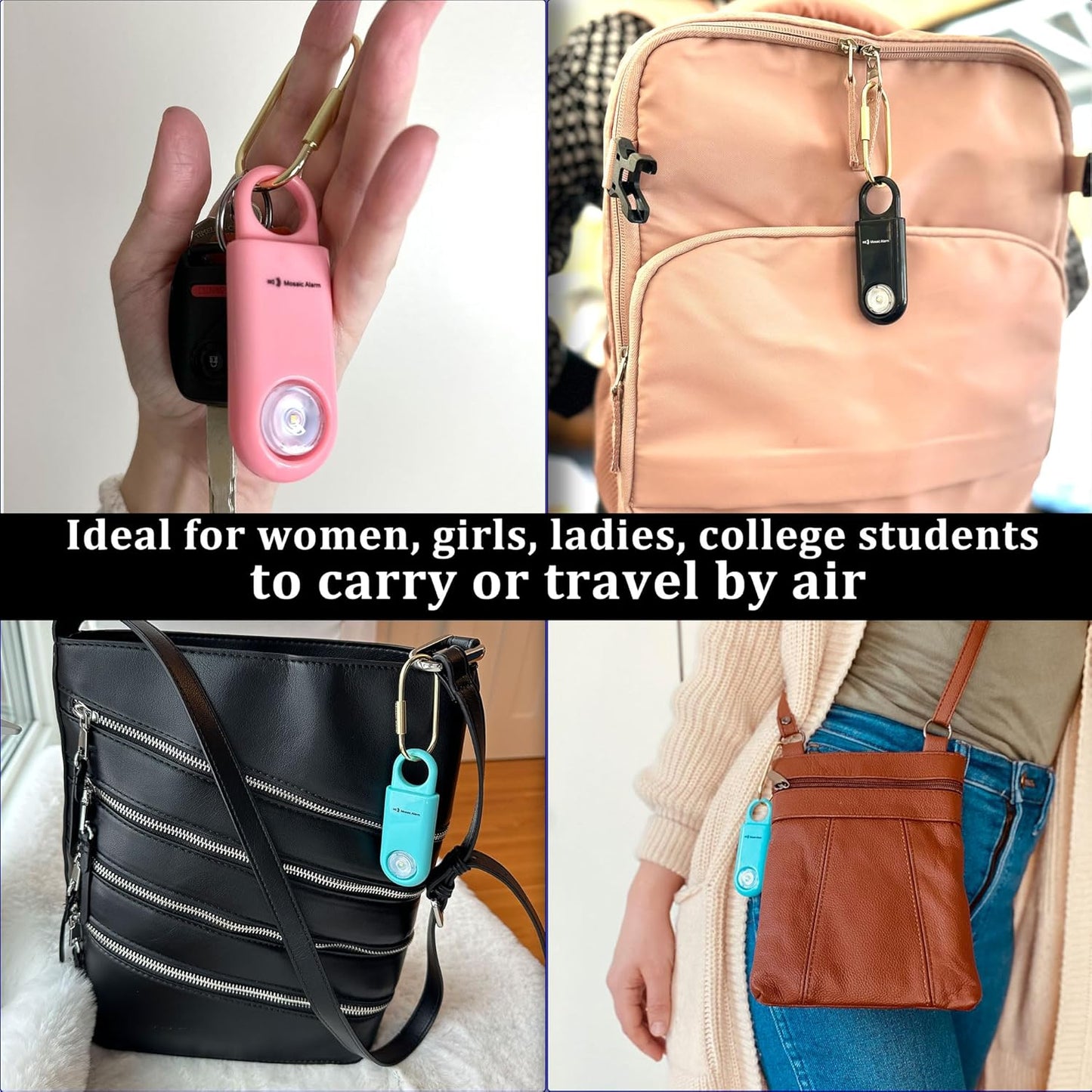 130dB Personal Safety Alarm Strobe Light. Loud Sound SOS Emergency Alerts with Carabiner. Self Defense Keychain Siren for Women, Elderly, Children, Night Runners, Hiking. Bear Alarm Deterrent. Aqua