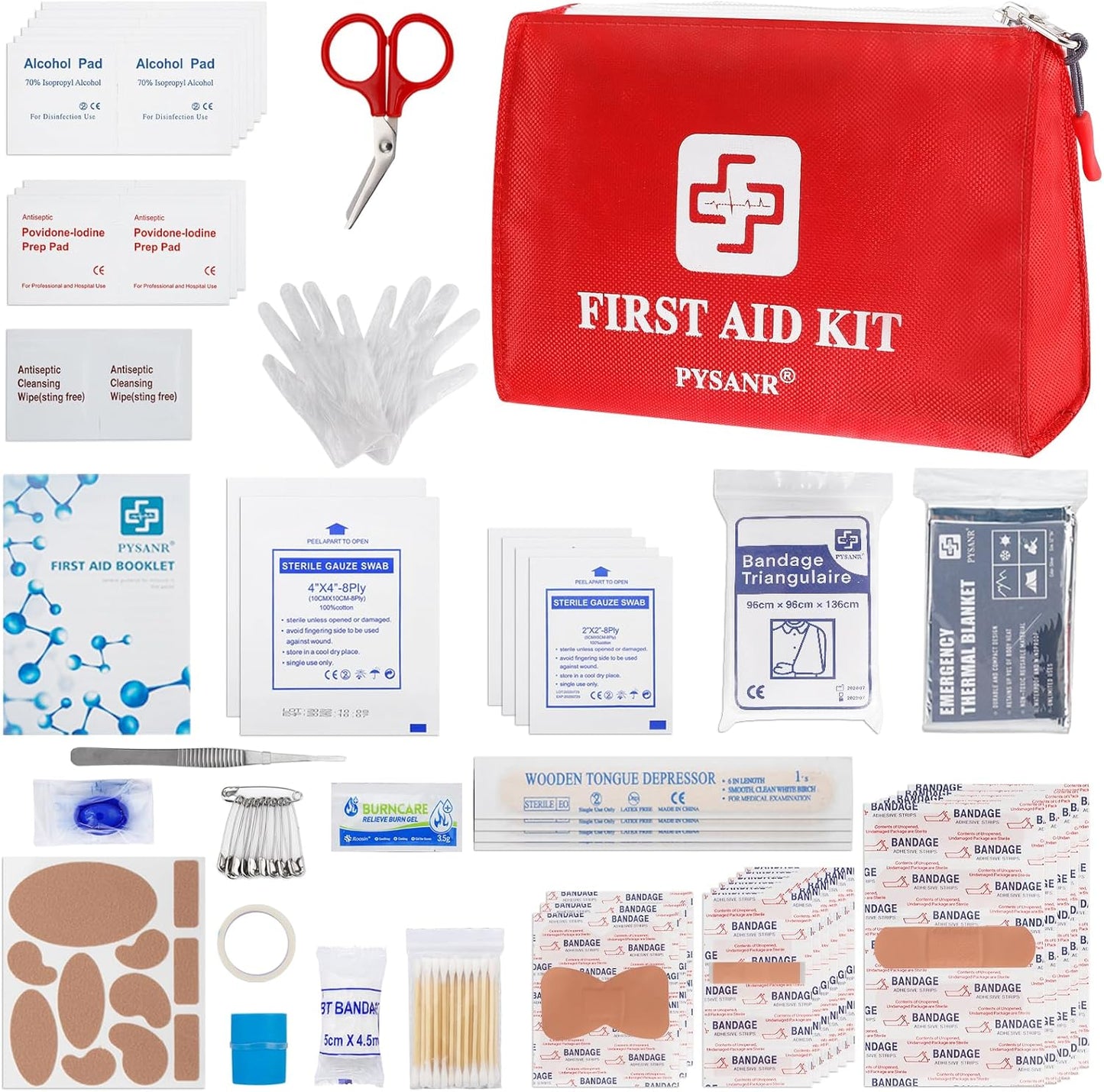 Small First Aid Kit, 150 Piece with Foil Blanket & Scissors, Mini First Aid Bag for Emergency, Home, Camping, Travel, Sports, Office, Outdoor, Car, School