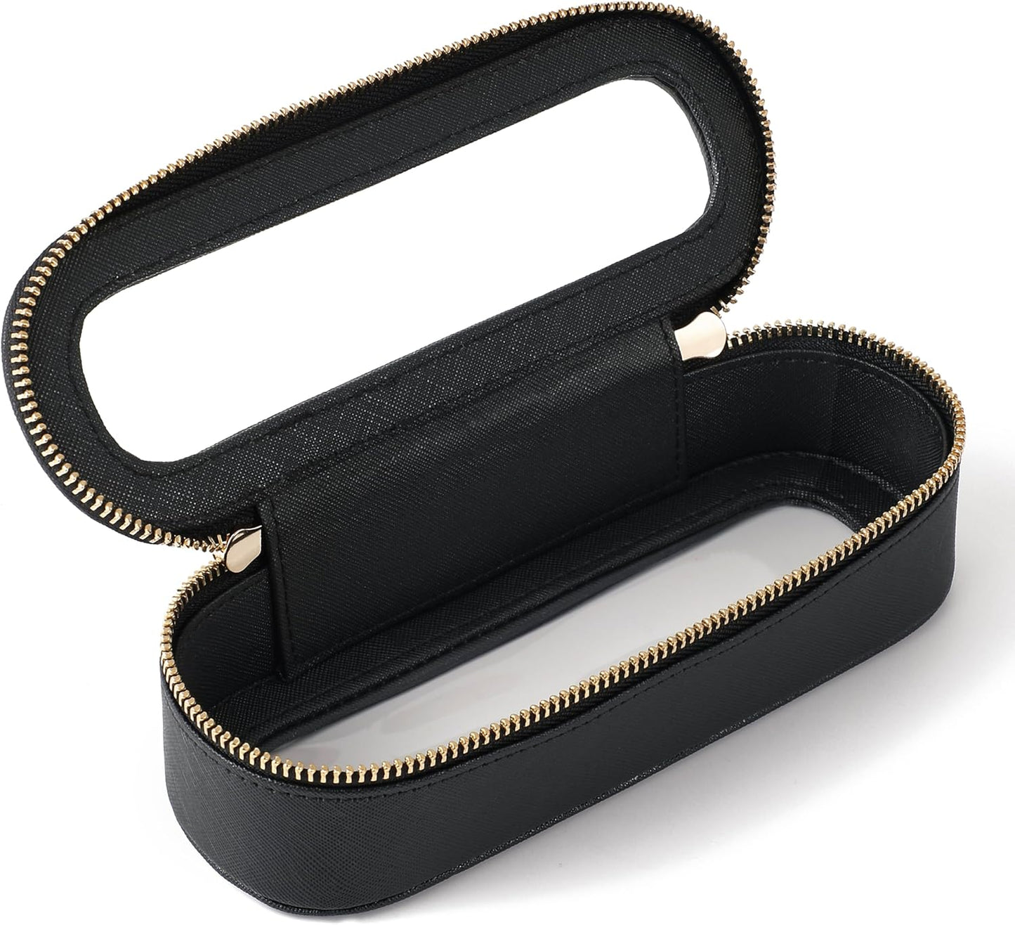 Aveniee Slim Clear Makeup Brush Bag, Small Cosmetic Brush Holder, Mini Toiletry Bag Travel Case for Women, Thin Make up Bags with Dual Zipper, Cute Travel Essentials Bag Organize - Black