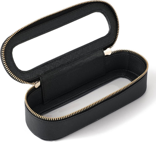 Aveniee Slim Clear Makeup Brush Bag, Small Cosmetic Brush Holder, Mini Toiletry Bag Travel Case for Women, Thin Make up Bags with Dual Zipper, Cute Travel Essentials Bag Organize - Black