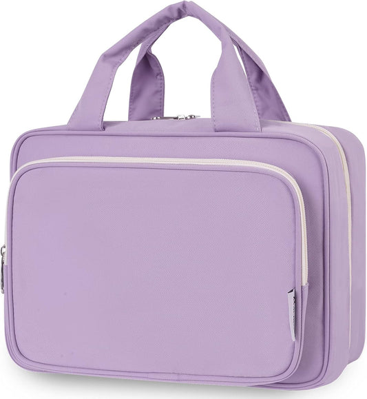 Narwey Travel Toiletry Bag for Women Large Hanging Makeup Bag Organizer Toiletries Bag for Full Size Essentials Accessories Cosmetics (Purple (Large))