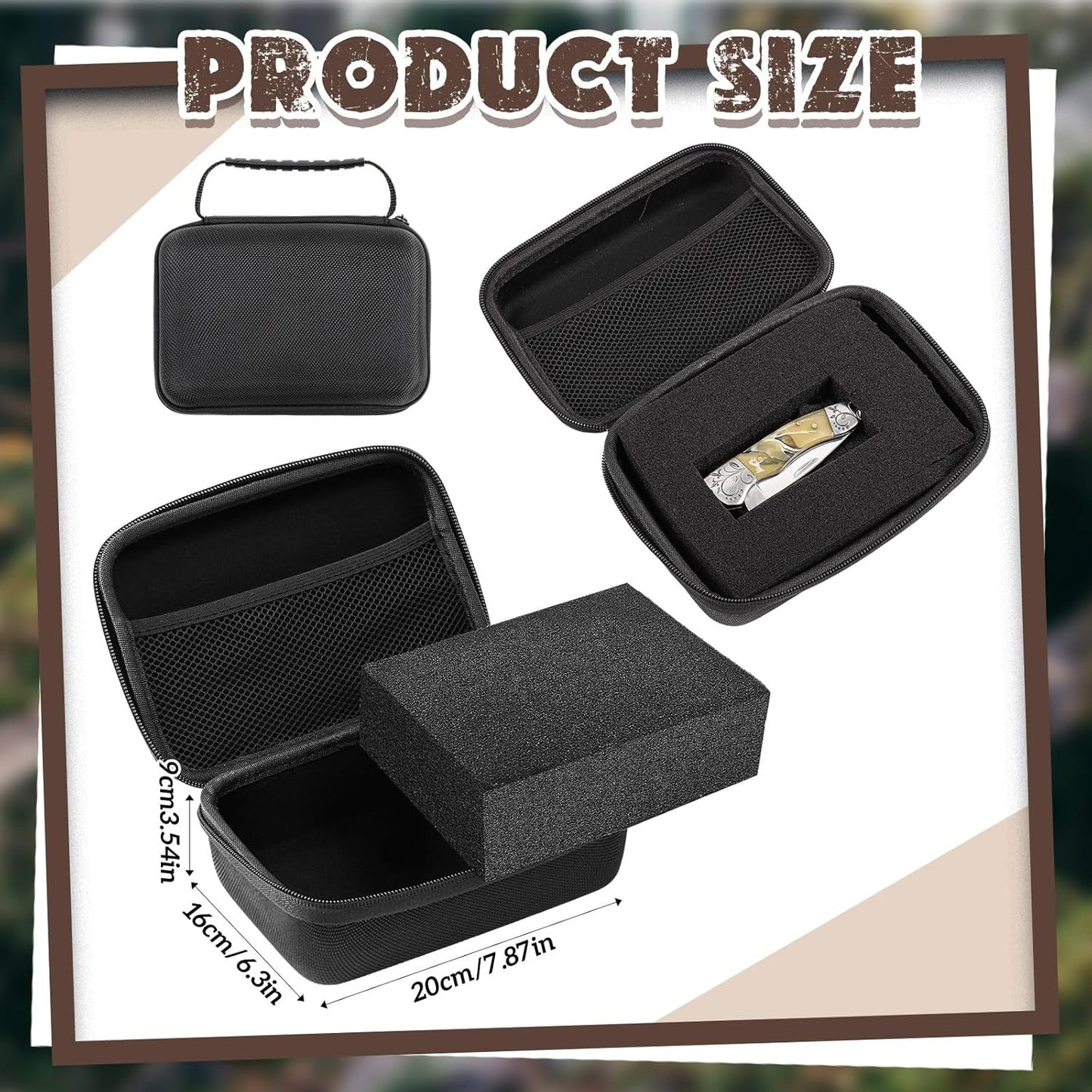 EVA Hard Case with Customizable Foam Protective EVA Carrying Case Shockproof Outdoor for Camera, Digital Products, Electronic Instruments with Knife(Black,7.8 x 6.3 x 3.5 Inch)