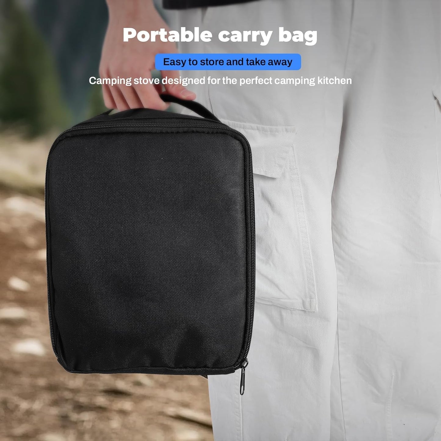 2-Burner Foldable Camping Stove with Griddle and Carrying Bag，16000 BTU Portable Propane Camp Stove with 2 Adjustable Burners & Piezo Ignition, for Camping, Home Backyard, Frying Turkey, Blue