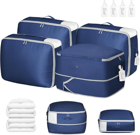 Comforter Storage Bag 66 L - 4 Pack Blanket Storage Organizer Compression Bags, Large Capacity Ultra Space Saving Self Organize for Bedding, Pillow, Duvet, Sheet Storage with Zipper Window