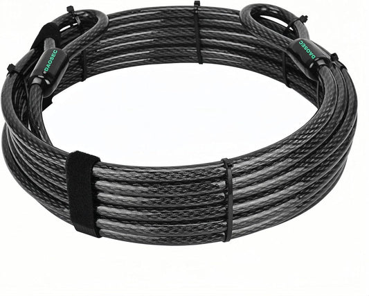 20 ft x 1/2" Heavy Duty Cut-Proof Security Cable | Flexible Vinyl-Coated Braided Steel with Looped Ends | Weatherproof Anti-Theft Locking Cable for Bikes, Gates, Kayaking & Outdoor Equipment