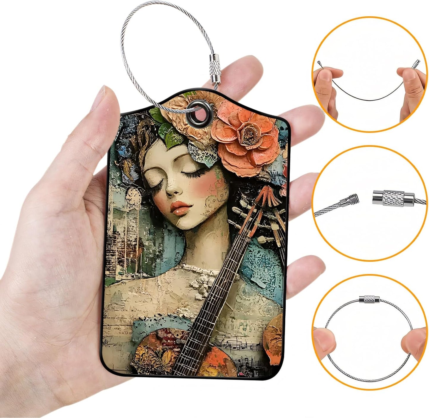 Luggage Tags for Suitcases, 2-Pack PU Leather for Cruise & Travel, Baggage ID Tags with Privacy Cover & Address Card, Durable Metal Ring, Kids Adults Travel Accessories, Floral Serenade