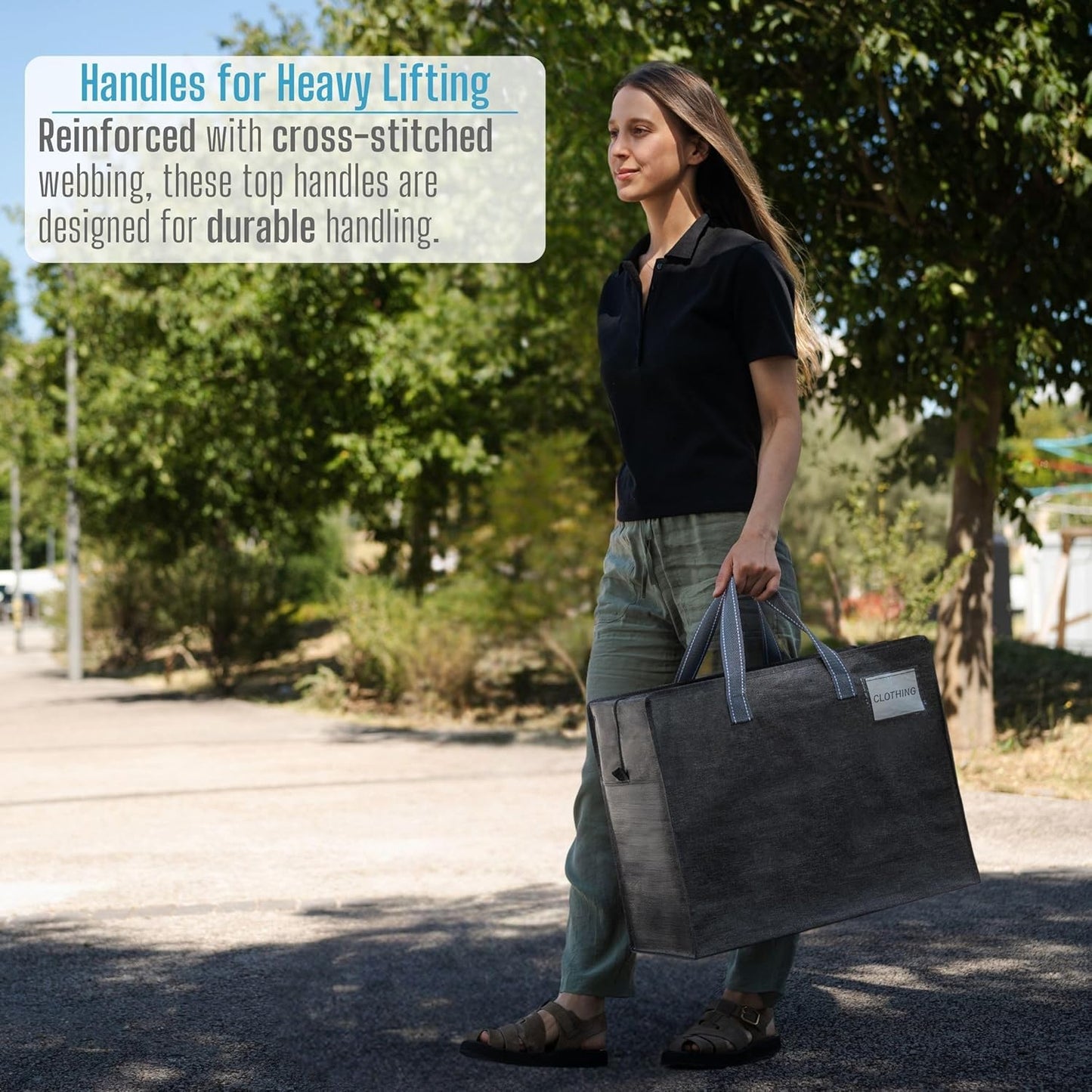 VENO 4 Pack Heavy Duty Moving Bags, Storage Bags, Packing Supplies, Top Zipper, Storage Totes for Camping, Clothes, Bedding, Comforters, Pillows (13 Gallon Dark Gray, 4 Pack)