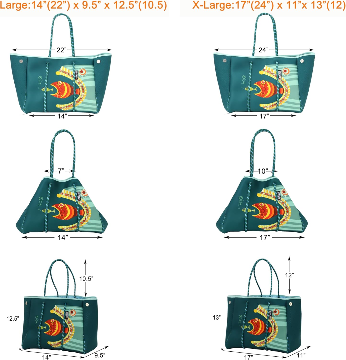 QOGiR Neoprene Multipurpose Beach Bag Tote with Inner Zipper Pocket … … … …