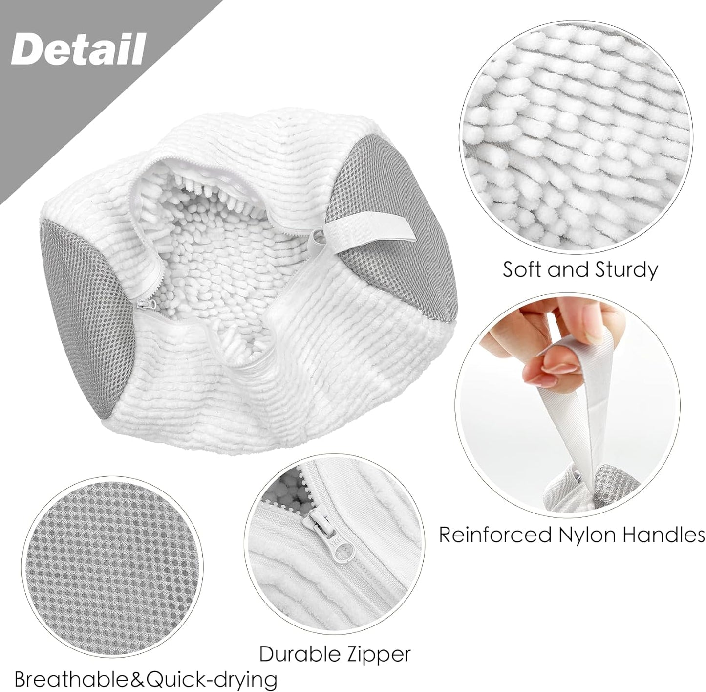 Shoe Washing Machine Bag,Laundry Shoe Bag for Washer and Dryer,Reusable Shoe Cleaning Bag for Sneakers,Tennis Shoes,With Self-locking Zipper, Microfiber Inside,Include Shoes Storage Bag (White(1PC))