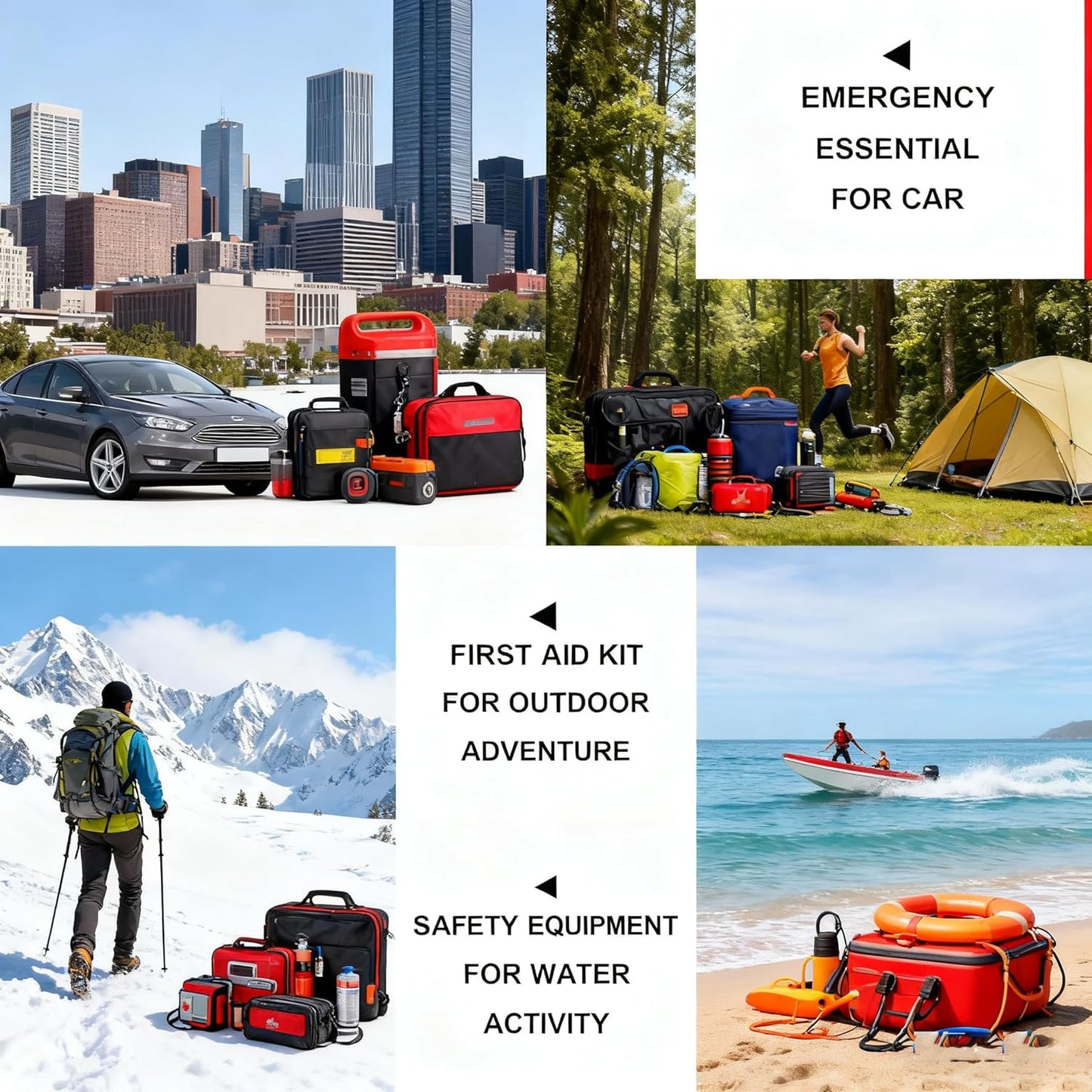 279PCS Small Travel First Aid Kit Supplies for Business, First Aid Emergency Set Backpacking Essentials Items Trauma Survival Kits for Outdoor Adventure, Black AMORNING