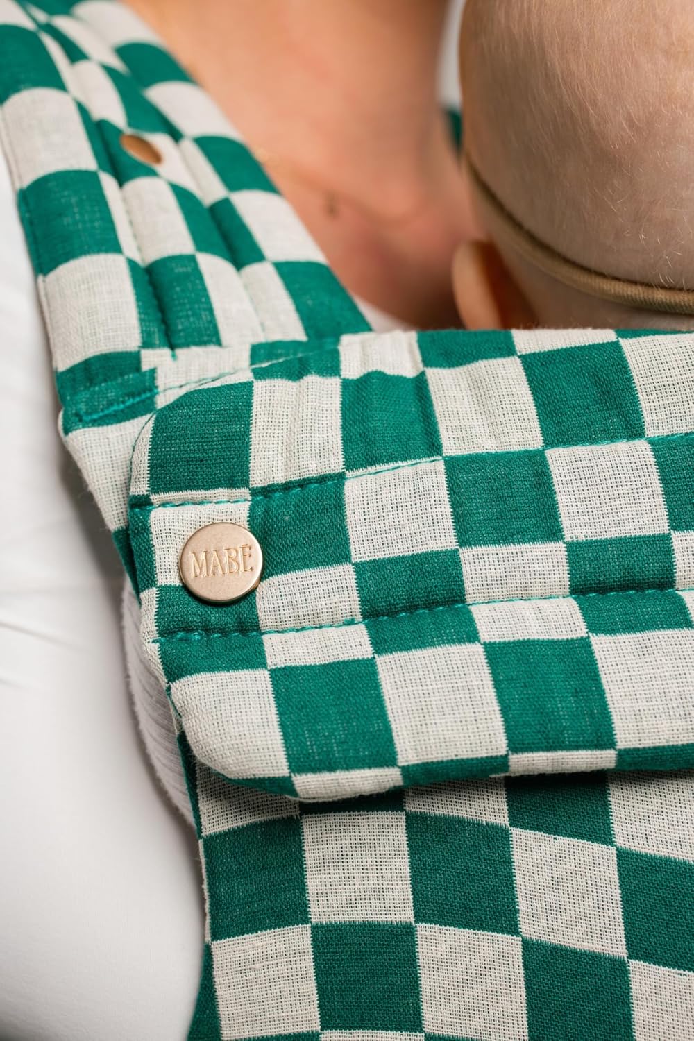 Mabē Monarch Ergonomic Baby Carrier – Premium Cotton Soft Structured Newborn to Toddler Carrier with Hip-Healthy Design, 3 Carry Positions (7-35lbs), Lightweight & Breathable (Evergreen Check)