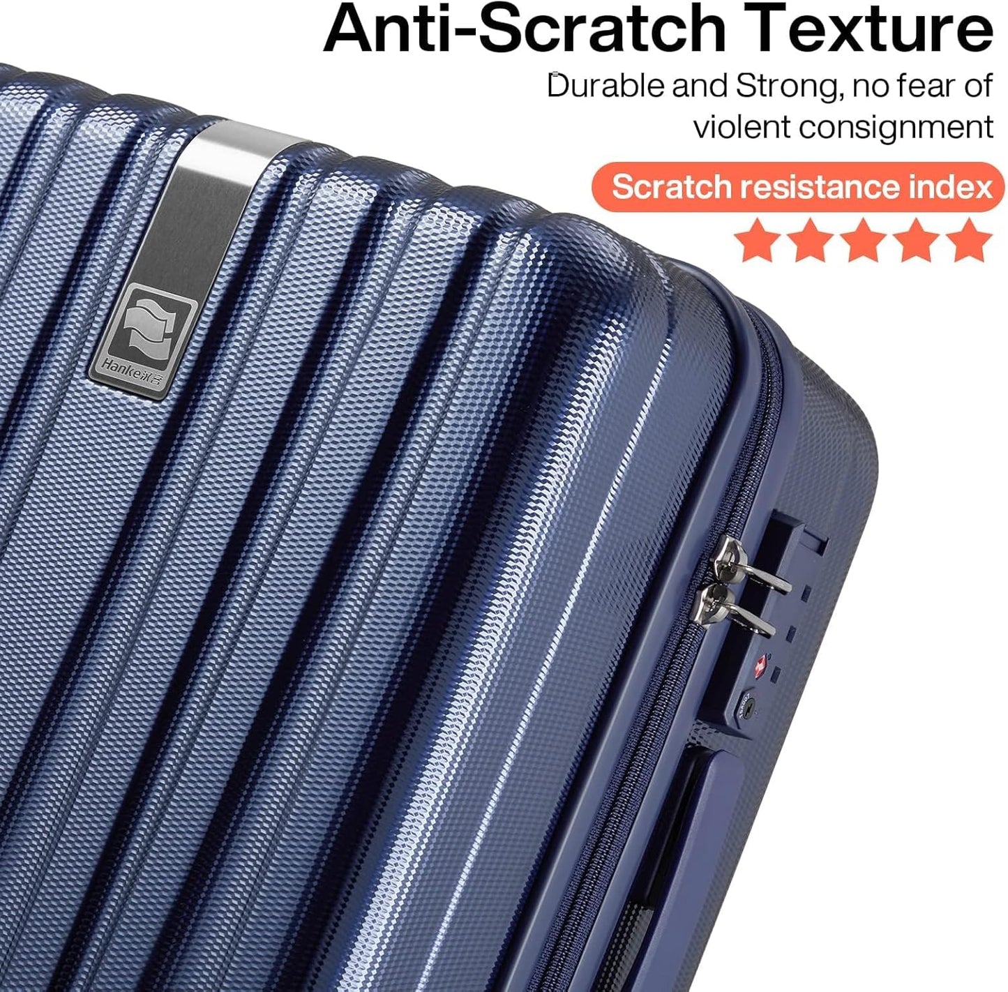 Hanke 29 Inch Luggage Suitcases With Spinner Wheels Lightweight PC hardside Rolling Suitcase With Travel Lock, Checked-Large 29-Inch(Dark Blue)