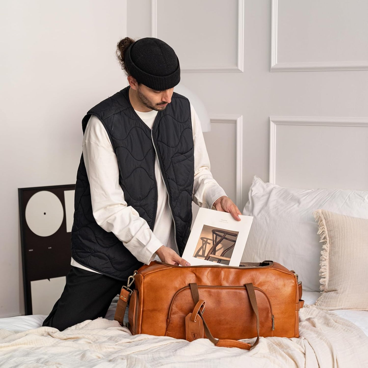 Berliner Bags Vintage Genuine Leather Duffle Denver XL for Travel or the Gym, Weekender Bag with shoe compartment, Overnight Bag for Men and Women - Brown