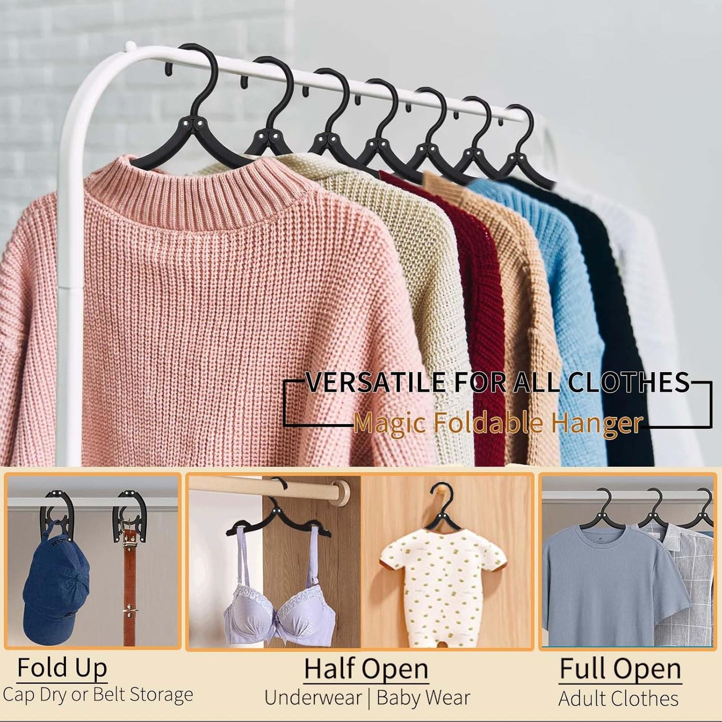 24 Pcs Black Travel Hangers Foldable for Suitcase, Portable Folding Clothes Hangers with Clothesline Travel Accessories, Cruise Ship Essentials Portable Foldable Hangers Drying Rack