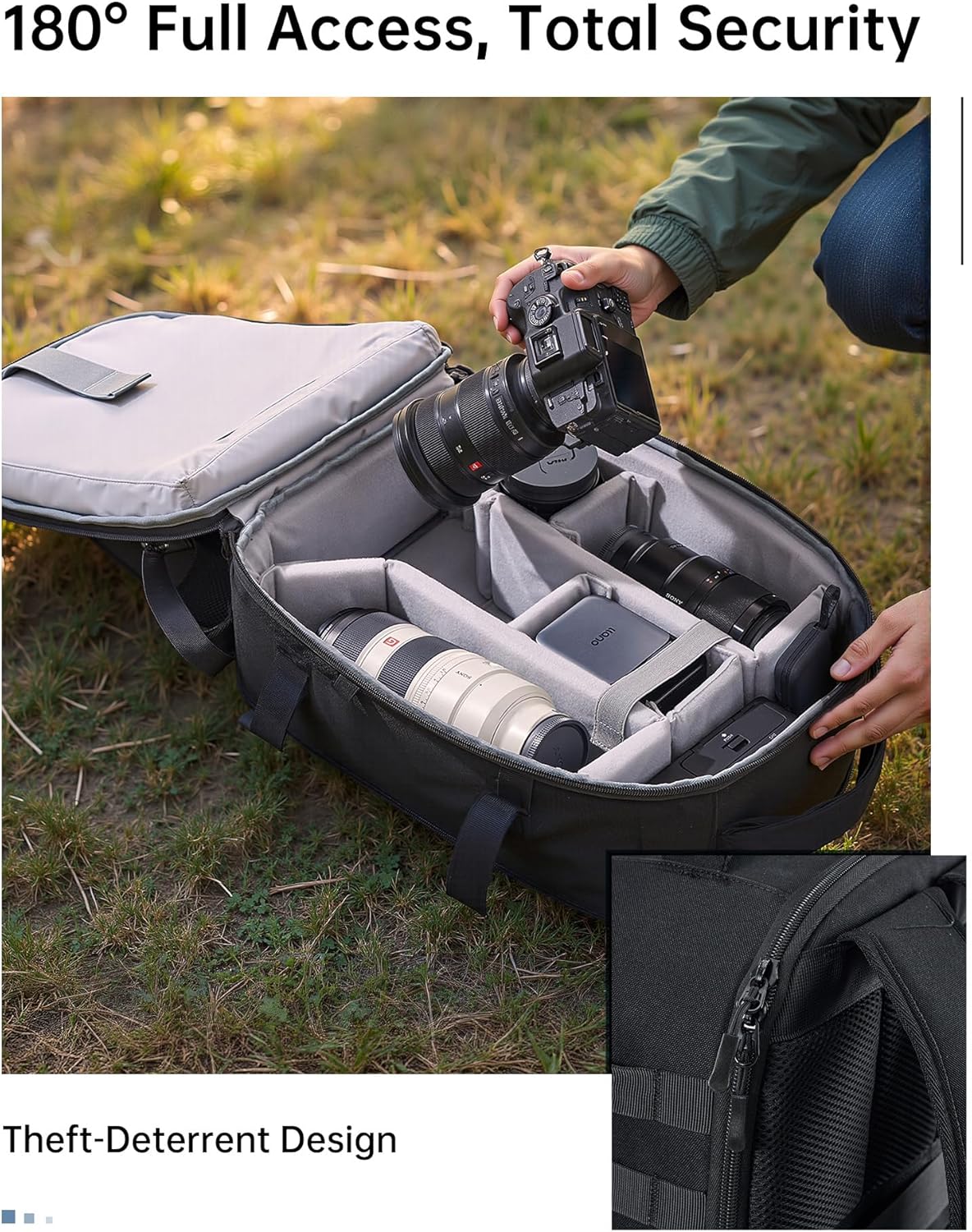 llano 22L Large Hardshell Camera Backpack Case, Camera Bags for Photographers Compatible with DSLR and Mirrorless Cameras,for Sony Canon Nikon Fujifilm with Laptop Compartment,Travel and Outdoor