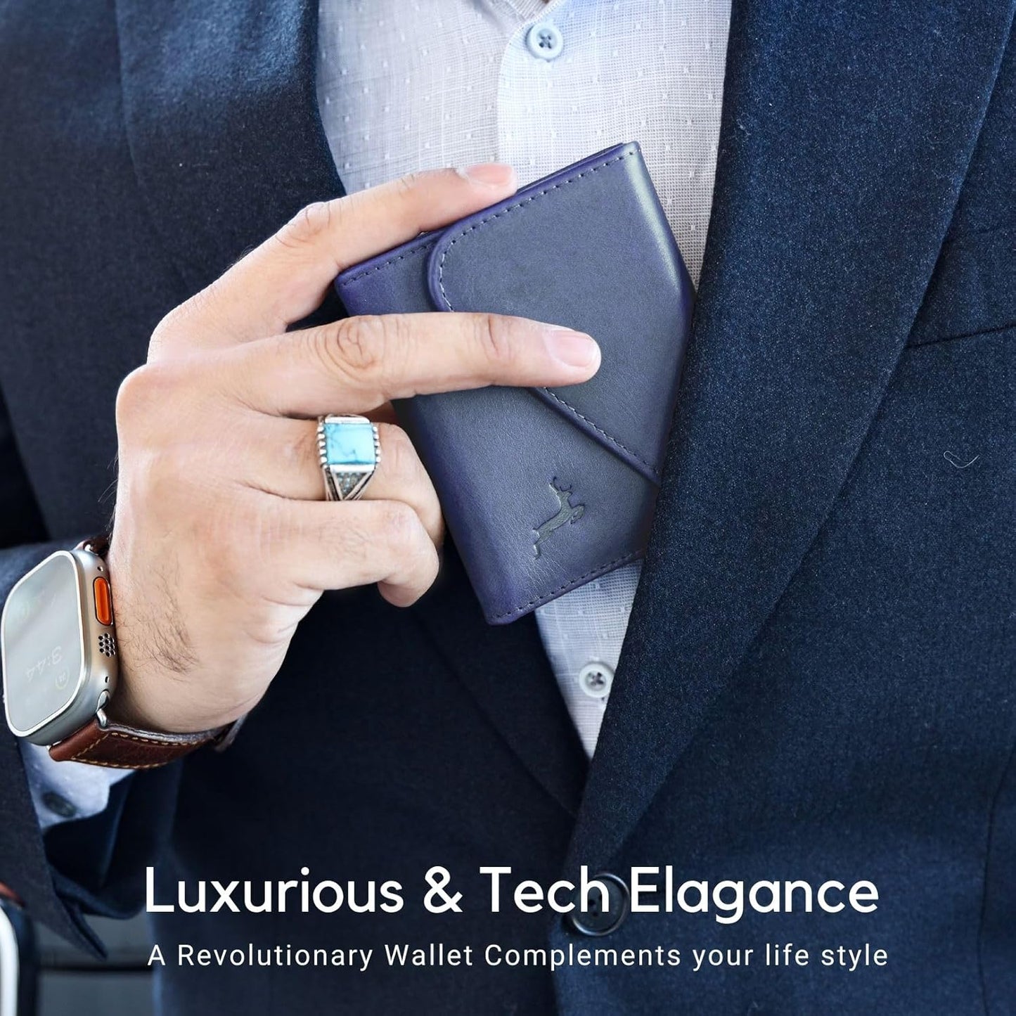 Leather RFID Wallet for Men, Slim Leather Mens Wallet, Handcraft Men's Wallets, Card Cases & Money Organizers, Magnetic Closure Sleek RFID Blocking Thin Mens Wallets with 9-12 Card Slots & Gift Box