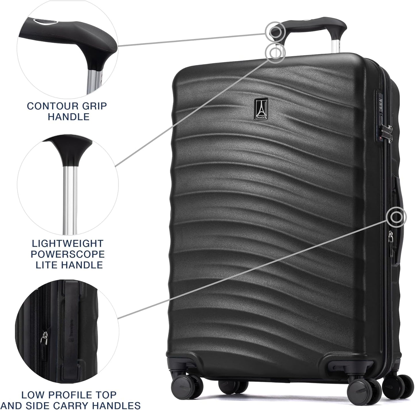 Travelpro Maxlite Air V2 Hardside Expandable Checked Luggage, 8 Spinner Wheels, Lightweight Hard Shell Suitcase, TSA lock, Black, Checked Medium 25-Inch