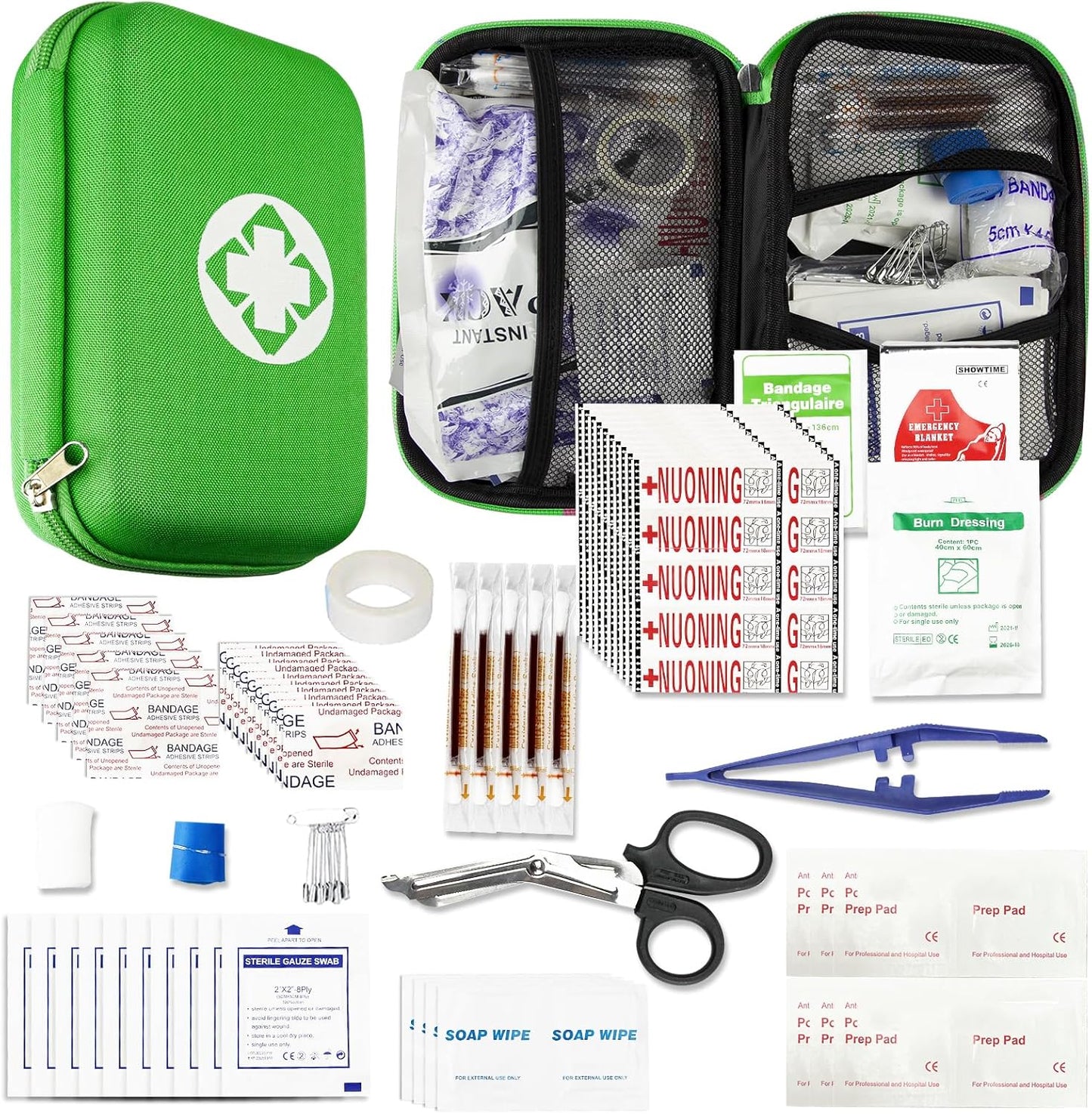 276 Car First Aid Kit for Business, Portable First Aid Kits Travel Szie Emergency Essentials Supplies for Outdoor Activities Skating Boating, Green AMORNING