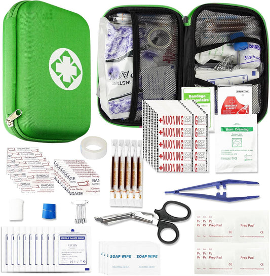 276 Car First Aid Kit for Business, Portable First Aid Kits Travel Szie Emergency Essentials Supplies for Outdoor Activities Skating Boating, Green AMORNING