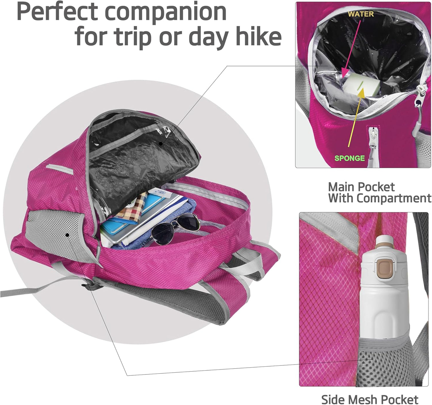 35L Foldable Waterproof Backpack For Outdoor Sports Travel Inside Wet Clothes Compartment Packable For Multiple