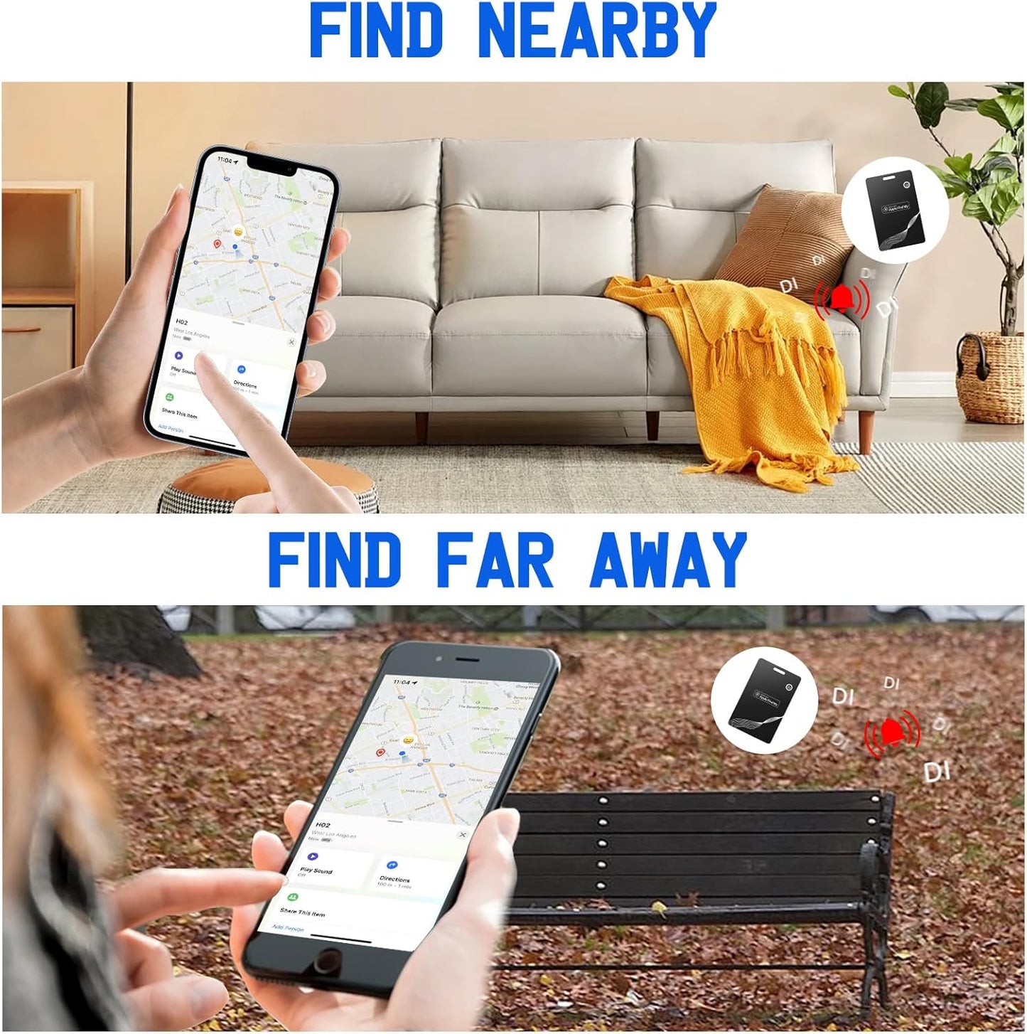 Wallet Tracker Card, Rechargeable Finder, Works With Apple Find My (iOS Only), Thin GPS Item Locator for Wallets, Luggage and More, IP68 Waterproof (Black)