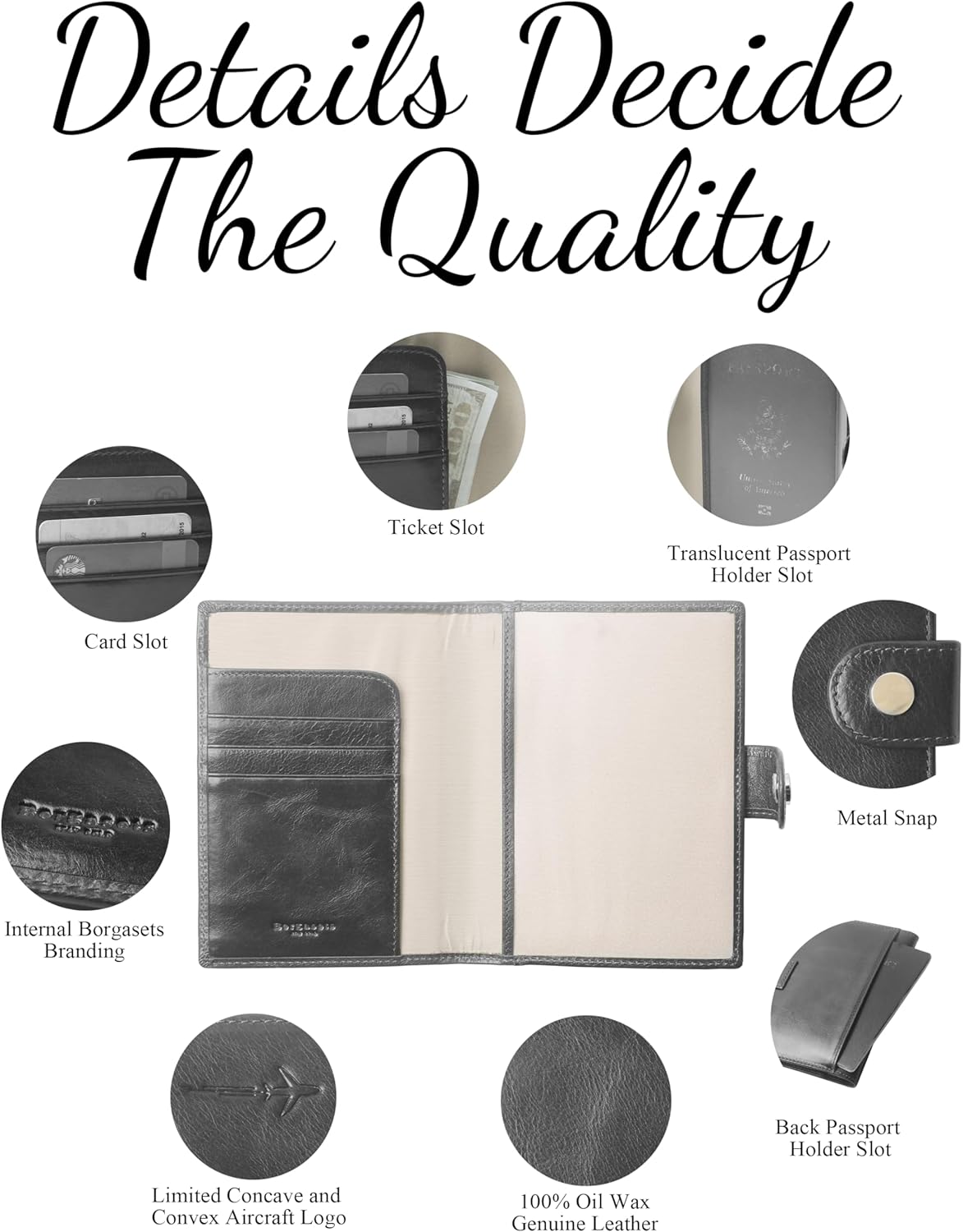 Genuine Leather Passport Case, RFID Passport Cover with Credit Card Holder for Women and Men Family ID Travel