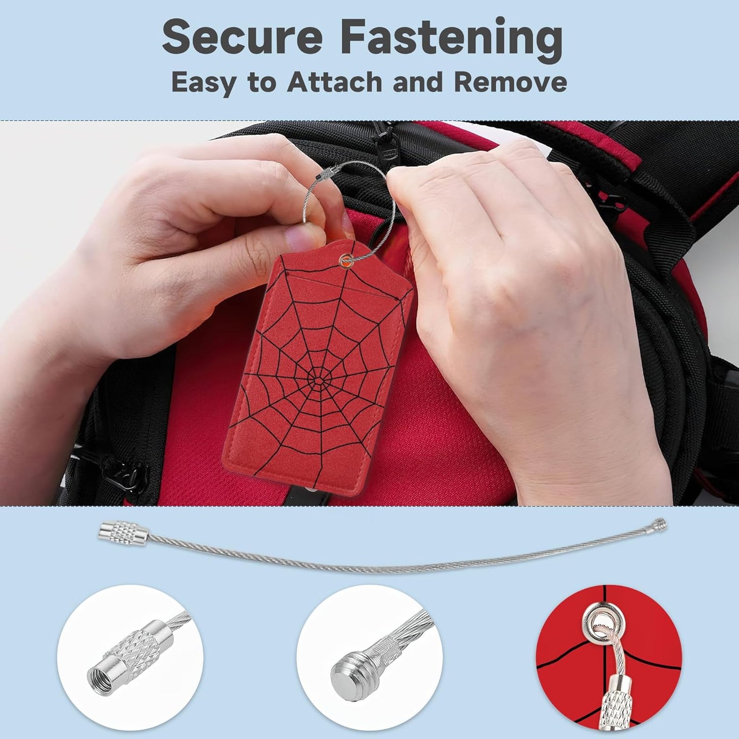 Halloween Red Spider Web Luggage Tags, 2 Pack Travel Cruise Tags for Suitcases,Cute Identifiers with Privacy Flap, Baggage Tags for Women Men Kids Backpack Handbag