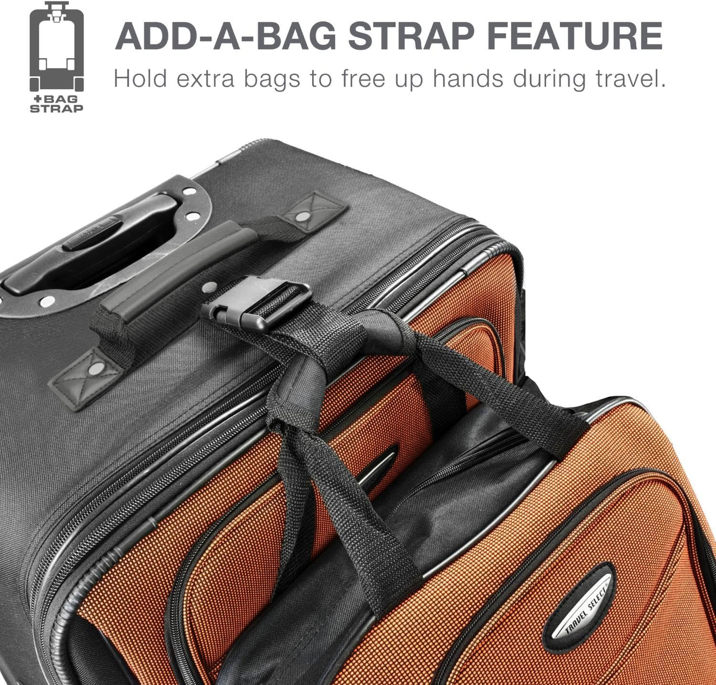 Travel Select Amsterdam Expandable Softside Rolling Upright Luggage, 2 Wheels, Gray, 2 Piece Set (21/29)