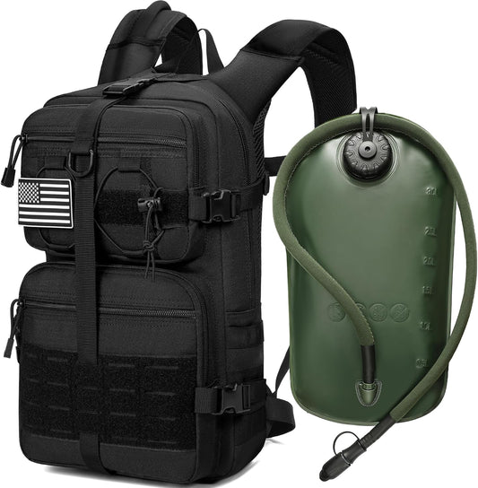 1050D Tactical Hydration Backpack with 3L TPU Water Bladder, Military Molle Water Backpack Perfect for Men & Women, Hydration Pack for Hiking, Biking, Running, Climbing, Hunting, Daily Use