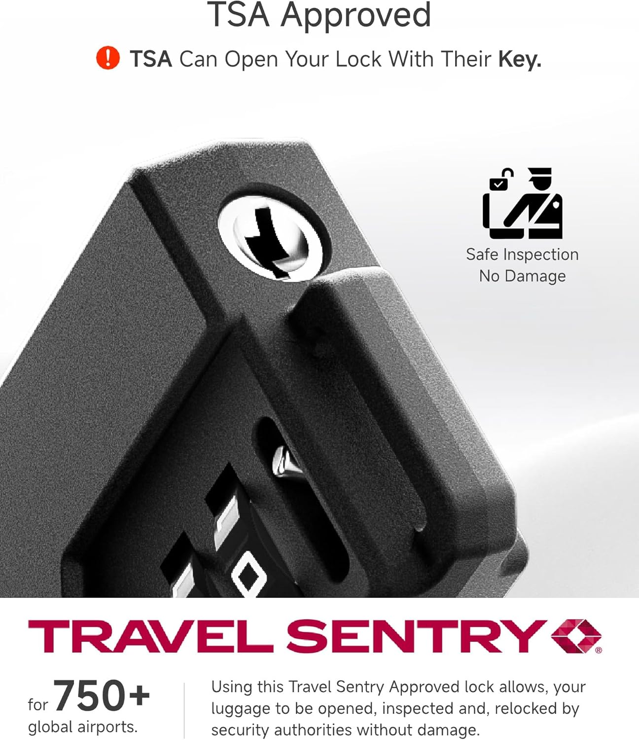 LUGGEX TSA Locks for Luggage, Suitcase Locks TSA Approved, Luggage Locks, Ease of Use & Durable(Black,6 Pack)