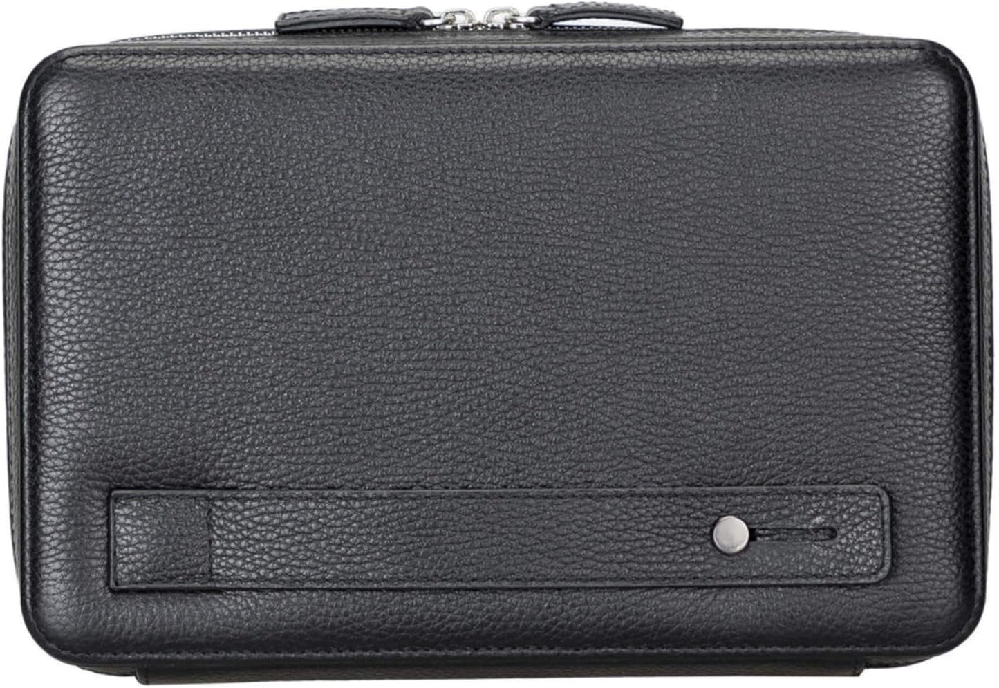 Medicine Handmade Leather Cable Organizer Bag – Full-Grain Leather Travel Tech Case for Cords, Chargers & Accessories – Zippered Storage for Men & Women (Black)