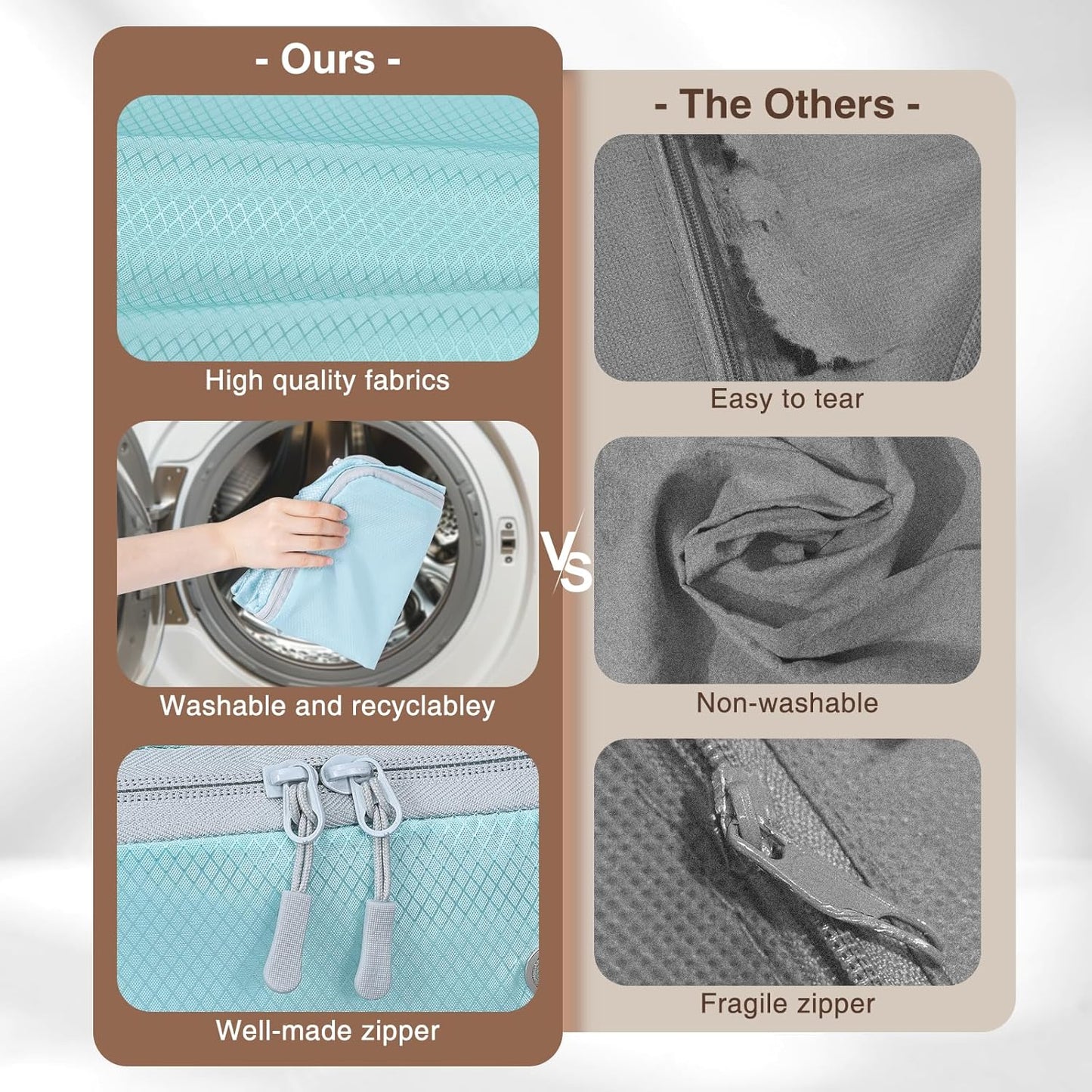 DIMJ Clothes Storage Bag 8 Pack, 19L Compression Storage Bags for Blanket, Sweater, Jacket, Closet, Sheet Storage Organizer with Window Handle, Space Saver Storage Bags with Zipper, Blue