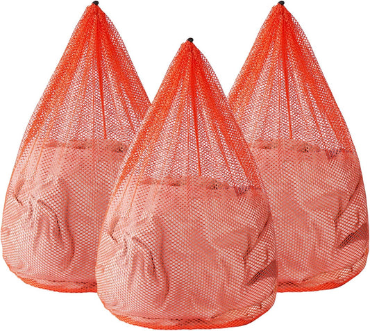 3Pcs Mesh Laundry Bags Washing Machine Mesh Wash Bags Jumbo for Delicates Clothes,Bed Linen,Toys with Drawstring Closure Sturdy(3 XXLarge 28 x 26 Inches, Orange)